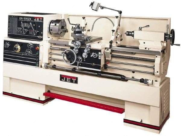 Jet - 16" Swing, 40" Between Centers, 230/460 Volt, Triple Phase Engine Lathe - 7MT Taper, 7-1/2 hp, 25 to 1,800 RPM, 3-1/8" Bore Diam, 40" Deep x 48" High x 97-1/2" Long - All Tool & Supply