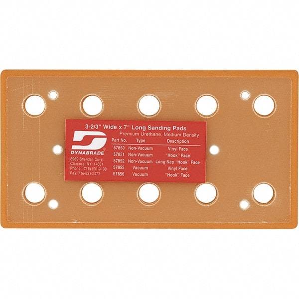 Dynabrade - 177.8 x 93.13mm Rectangular Adhesive/PSA Backing Pad - Screw Attachment, Vacuum Pad with Channel, 3/8" Thick, Medium Density - All Tool & Supply