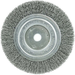 ‎6″ Narrow Face Crimped Wire Wheel, Short Trim, .014″ Steel Fill, 5/8″-1/2″ Arbor Hole - All Tool & Supply