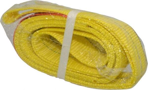 Lift-All - 4' Long x 2" Wide, 4,800 Lb Vertical Capacity, 2 Ply, Nylon Web Sling - 3,800 Lb Choker Capacity, Yellow - All Tool & Supply