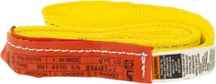 Lift-All - 4' Long x 1" Wide, 2,400 Lb Vertical Capacity, 1 Ply, Polyester Web Sling - 1,900 Lb Choker Capacity, Yellow - All Tool & Supply