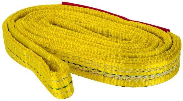 Lift-All - 5' Long x 1" Wide, 4,800 Lb Vertical Capacity, 2 Ply, Polyester Web Sling - 3,800 Lb Choker Capacity, Yellow - All Tool & Supply