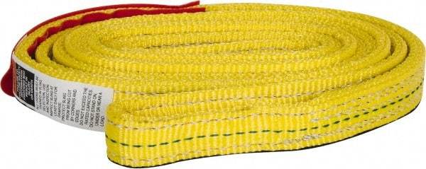 Lift-All - 6' Long x 1" Wide, 4,800 Lb Vertical Capacity, 2 Ply, Nylon Web Sling - 3,800 Lb Choker Capacity, Yellow - All Tool & Supply