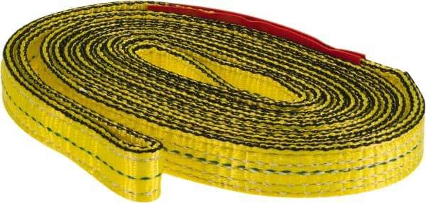 Lift-All - 8' Long x 1" Wide, 4,800 Lb Vertical Capacity, 2 Ply, Nylon Web Sling - 3,800 Lb Choker Capacity, Yellow - All Tool & Supply