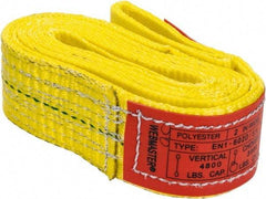 Lift-All - 6' Long x 2" Wide, 4,800 Lb Vertical Capacity, 1 Ply, Nylon Web Sling - 3,800 Lb Choker Capacity, Yellow - All Tool & Supply