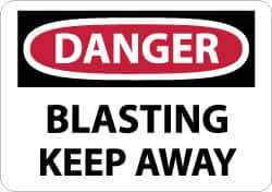 NMC - "Danger - Blasting - Keep Away", 10" Long x 14" Wide, Aluminum Safety Sign - Rectangle, 0.04" Thick, Use for Accident Prevention - All Tool & Supply