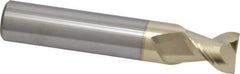 Accupro - 5/8", 3/4" LOC, 5/8" Shank Diam, 3-1/2" OAL, 2 Flute, Solid Carbide Square End Mill - Single End, ZrN Finish, Spiral Flute, 45° Helix, Centercutting, Right Hand Cut, Right Hand Flute - All Tool & Supply