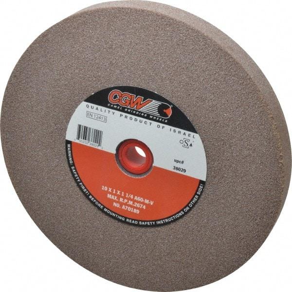 Camel Grinding Wheels - 60 Grit Aluminum Oxide Bench & Pedestal Grinding Wheel - 10" Diam x 1-1/4" Hole x 1" Thick, 2483 Max RPM, M Hardness, Medium Grade , Vitrified Bond - All Tool & Supply