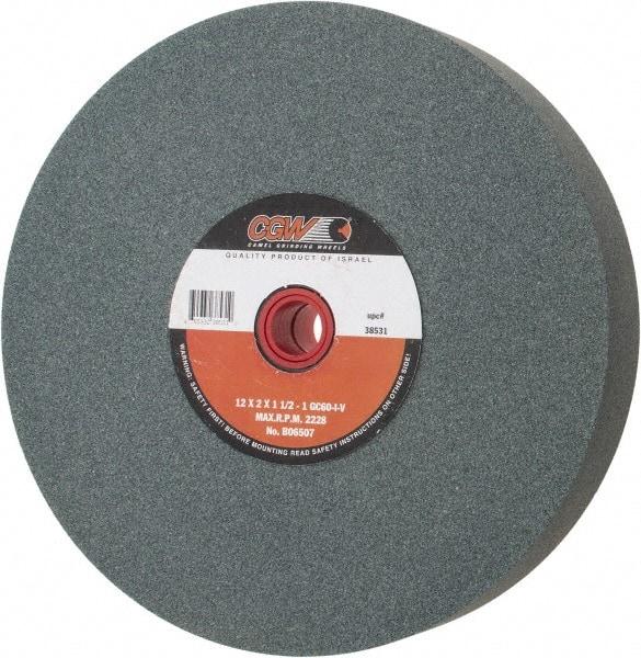 Camel Grinding Wheels - 60 Grit Silicon Carbide Bench & Pedestal Grinding Wheel - 12" Diam x 1-1/4" Hole x 2" Thick, 2220 Max RPM, I Hardness, Medium Grade , Vitrified Bond - All Tool & Supply