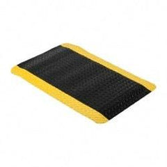 Wearwell - 3' Long x 2' Wide, Dry Environment, Anti-Fatigue Matting - Black with Yellow Borders, Vinyl with Nitrile Blend Base, Beveled on 4 Sides - All Tool & Supply