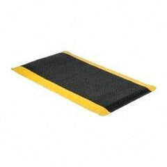 Wearwell - 5' Long x 3' Wide, Dry Environment, Anti-Fatigue Matting - Black with Yellow Borders, Vinyl with Nitrile Blend Base, Beveled on 4 Sides - All Tool & Supply