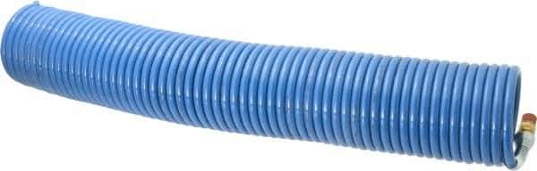 Coilhose Pneumatics - 1/4" ID, 1/4 Thread, 50' Long, Blue Nylon Coiled & Self Storing Hose - 220 Max psi, Male Swivel x Male Swivel - All Tool & Supply