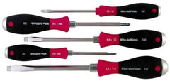 Wiha - 5 Piece Phillips & Slotted Screwdriver Set - Round Shank, Ergonomic Handle - All Tool & Supply