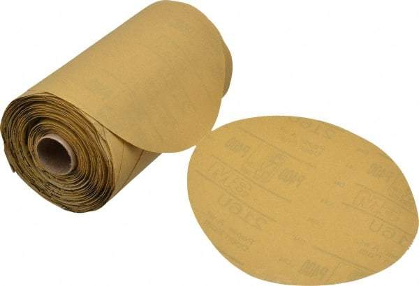 3M - 6" Diam, 400 Grit FEPA, Aluminum Oxide Adhesive PSA Disc - Extra Fine Grade, Gold, A Weighted Backing, Flexible, Use with Random Orbital Sanders - All Tool & Supply