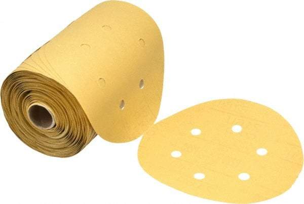 3M - 6" Diam, 220 Grit FEPA, Aluminum Oxide Adhesive PSA Disc - Very Fine Grade, Gold, A Weighted Backing, Flexible, Use with Random Orbital Sanders - All Tool & Supply