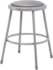 NPS - 24 Inch High, Stationary Fixed Height Stool - 15 Inch Deep x 15 Inch Wide, Vinyl Seat, Grey - All Tool & Supply