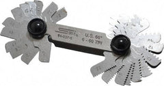 SPI - 30 Leaf, 6 to 60 TPI Range, Steel Screw Pitch Gage - 60° Thread Angle - All Tool & Supply