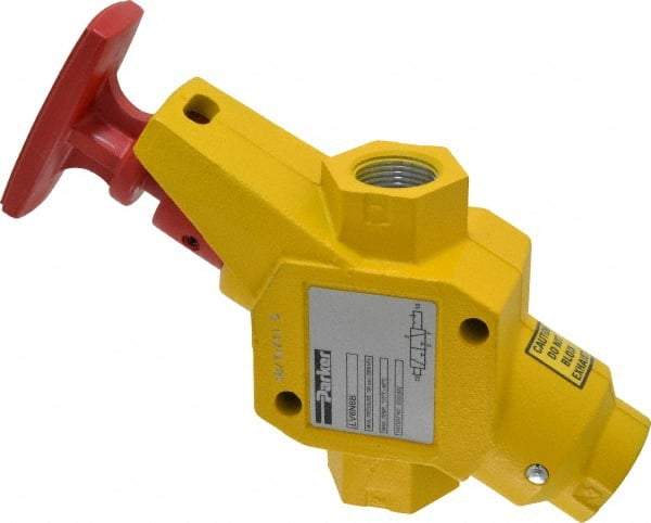 Parker - 3/4" NPT Safety Lockout Valve - 3-Way, 2 Position, Handle, 9.5 CV Rate, 250 Max psi & 160°F Max Temp - All Tool & Supply