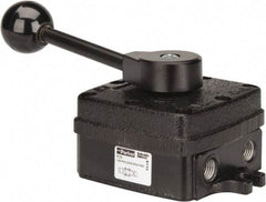 Parker - 1/4" NPT Mechanically Operated Air Valve - 4-Way, 3 Position, Hand Throttle-Manual Return, 2.5 CV Rate, 150 Max psi & 160°F Max Temp - All Tool & Supply