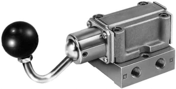 Parker - 3/8" NPT Mechanically Operated Air Valve - 4-Way, 3 Position, Hand Toggle-Locking, 1.5 CV Rate, 150 Max psi & 160°F Max Temp - All Tool & Supply