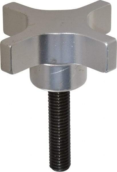 Gibraltar - 63.5mm Head Diam, 4 Point Lobed Knob - M10x1.5 Stem, Aluminum - All Tool & Supply