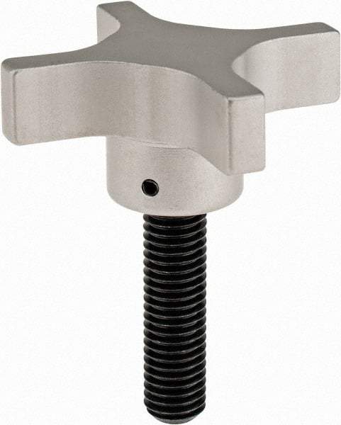 Gibraltar - 63.5mm Head Diam, 4 Point Lobed Knob - M12x1.75 Stem, Aluminum - All Tool & Supply