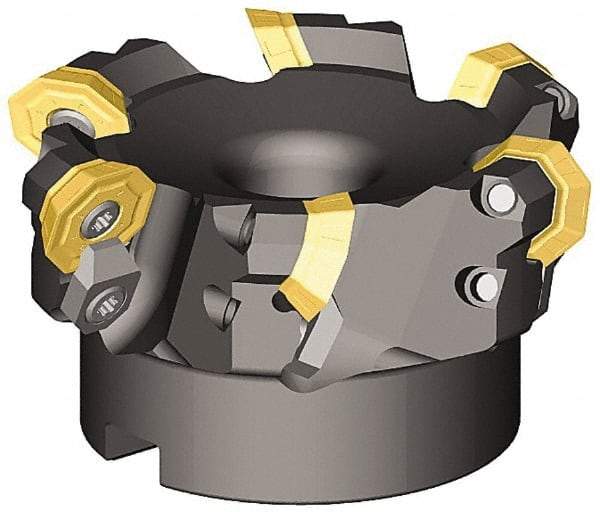 Kennametal - 5" Cut Diam, 1-1/2" Arbor Hole, 3.5mm Max Depth of Cut, 43° Indexable Chamfer & Angle Face Mill - 12 Inserts, OF.T 06L5... Insert, Right Hand Cut, 12 Flutes, Series KSOM Mini - All Tool & Supply