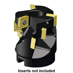 Kennametal - 12 Inserts, 2" Cut Diam, 3/4" Arbor Diam, 42.95mm Max Depth of Cut, Indexable Square-Shoulder Face Mill - 0/90° Lead Angle, 57.15mm High, SD.T 43.. Insert Compatibility, Through Coolant, Series KSSP - All Tool & Supply