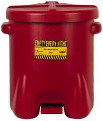 Eagle - 14 Gallon Capacity, Polyethylene Oily Waste Can - 18 Inch Long x 22 Inch Wide/Diameter x 21 Inch High, Red, Foot Operated, Approved FM - All Tool & Supply