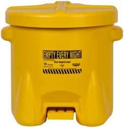 Eagle - 10 Gallon Capacity, Polyethylene Oily Waste Can - 18 Inch Long x 22 Inch Wide/Diameter x 18 Inch High, Yellow, Foot Operated, Approved FM - All Tool & Supply