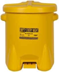 Eagle - 14 Gallon Capacity, Polyethylene Oily Waste Can - 18 Inch Long x 22 Inch Wide/Diameter x 21 Inch High, Yellow, Foot Operated, Approved FM - All Tool & Supply