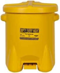 Eagle - 14 Gallon Capacity, Polyethylene Oily Waste Can - 18 Inch Long x 22 Inch Wide/Diameter x 21 Inch High, Yellow, Foot Operated, Approved FM - All Tool & Supply