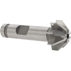 Made in USA - 3/4" Large x 5/16" Small Diam, 3/8" Width of Cut, 90° Included Angle, 8 Teeth, Cobalt Face Angle Cutter - 3/8" Shank Diam, 1-15/16" Overall Length, Weldon Flat - All Tool & Supply