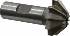 Made in USA - 1-1/4" Large x 1/2" Small Diam, 17/32" Width of Cut, 90° Included Angle, 10 Teeth, High Speed Steel Face Angle Cutter - 5/8" Shank Diam, 2-13/32" Overall Length, Weldon Flat - All Tool & Supply