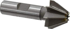 Made in USA - 1" Large x 3/8" Small Diam, 11/16" Width of Cut, 60° Included Angle, 8 Teeth, Cobalt Face Angle Cutter - 1/2" Shank Diam, 2-13/32" Overall Length, Weldon Flat - All Tool & Supply