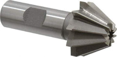 Made in USA - 1-1/4" Large x 1/2" Small Diam, 25/32" Width of Cut, 60° Included Angle, 10 Teeth, Cobalt Face Angle Cutter - 5/8" Shank Diam, 2-21/32" Overall Length, Weldon Flat - All Tool & Supply