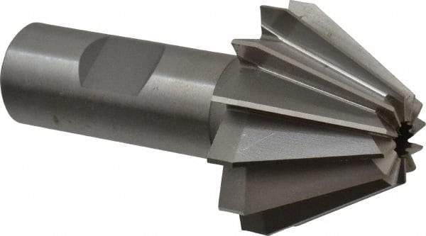 Made in USA - 1-5/8" Large x 5/8" Small Diam, 1-1/16" Width of Cut, 60° Included Angle, 12 Teeth, Cobalt Face Angle Cutter - 3/4" Shank Diam, 3-1/16" Overall Length, Weldon Flat - All Tool & Supply