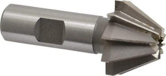 Made in USA - 1-1/4" Large x 1/2" Small Diam, 25/32" Width of Cut, 60° Included Angle, 10 Teeth, High Speed Steel Face Angle Cutter - 5/8" Shank Diam, 2-21/32" Overall Length, Weldon Flat - All Tool & Supply