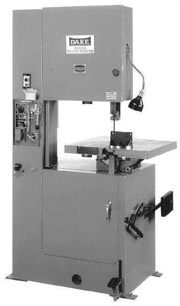 Dake - 19-1/2 Inch Throat Capacity, Variable Speed Pulley Vertical Bandsaw - 50 to 500 SFPM, 1-1/2 HP, Three Phase - All Tool & Supply