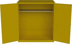 Jamco - 59" Wide x 34" Deep x 65" High, Steel Vertical Drum Cabinet with 3 Point Key Lock - Yellow, Manual Closing Door, 2 Shelves, 2 Drums - All Tool & Supply