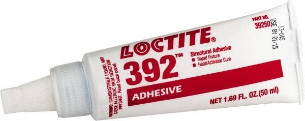 Loctite - 50 mL Tube Two Part Acrylic Adhesive - 15 min Working Time, 2,500 psi Shear Strength, Series 392 - All Tool & Supply