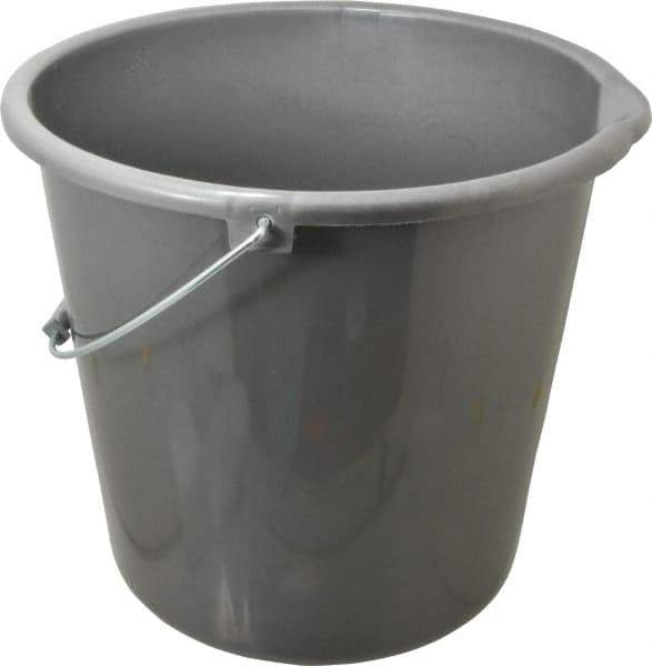 PRO-SOURCE - 10 Qt, Plastic Round Gray Single Pail with Pour Spout - Handle Included - All Tool & Supply