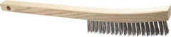 Made in USA - 3 Rows x 19 Columns Wire Scratch Brush - 6-1/4" Brush Length, 13-3/4" OAL, 1-1/8" Trim Length, Wood Toothbrush Handle - All Tool & Supply