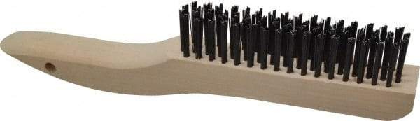 Made in USA - 4 Rows x 16 Columns Wire Scratch Brush - 10" OAL, 1-1/8" Trim Length, Wood Shoe Handle - All Tool & Supply