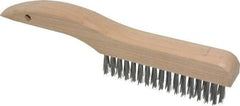 Made in USA - 4 Rows x 16 Columns Wire Scratch Brush - 10" OAL, 1-3/16" Trim Length, Wood Shoe Handle - All Tool & Supply