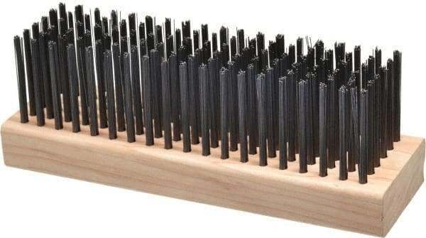 Made in USA - 6 Rows x 19 Columns Wire Scratch Brush - 7" OAL, 1-3/4" Trim Length, Wood Straight Handle - All Tool & Supply