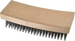 Made in USA - 9 Rows x 21 Columns Wire Scratch Brush - 7-1/4" OAL, 1-3/16" Trim Length, Wood Curved Handle - All Tool & Supply