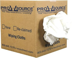 PRO-SOURCE - Virgin Cotton T-Shirt Rag - Low-Lint, White, 3 to 4 Pieces per Lb, Comes in Box - All Tool & Supply