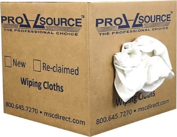 PRO-SOURCE - Virgin Cotton T-Shirt Rag - Lint-Free, White, 3 to 4 Pieces per Lb, Comes in Box - All Tool & Supply