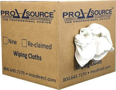 PRO-SOURCE - Virgin Cotton T-Shirt Rag - Lint-Free, White, 3 to 4 Pieces per Lb, Comes in Box - All Tool & Supply